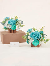 Teal Blue Wedding Centerpiece Flower Basket Set Of 2 For Tabletop Decor