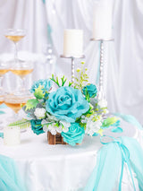 Teal Blue Wedding Centerpiece Flower Basket Set Of 2 For Tabletop Decor