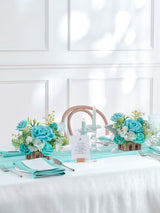 Teal Blue Wedding Centerpiece Flower Basket Set Of 2 For Tabletop Decor