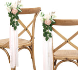 Pink Cream Artificial Roses Chair Flowers Wedding Aisle Decor 5.5 Inch Set of 10