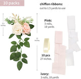 Pink Cream Artificial Roses Chair Flowers Wedding Aisle Decor 5.5 Inch Set of 10