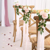 Pink Cream Artificial Roses Chair Flowers Wedding Aisle Decor 5.5 Inch Set of 10