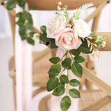 Pink Cream Artificial Roses Chair Flowers Wedding Aisle Decor 5.5 Inch Set of 10