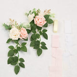 Pink Cream Artificial Roses Chair Flowers Wedding Aisle Decor 5.5 Inch Set of 10