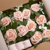 Pink Cream Artificial Roses Chair Flowers Wedding Aisle Decor 5.5 Inch Set of 10
