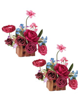 Vibrant Magenta Wedding Centerpiece Flower Basket Set Of 2 For Tabletop Decor
