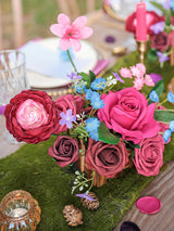 Vibrant Magenta Wedding Centerpiece Flower Basket Set Of 2 For Tabletop Decor