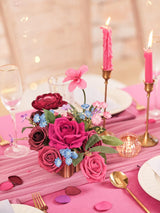 Vibrant Magenta Wedding Centerpiece Flower Basket Set Of 2 For Tabletop Decor