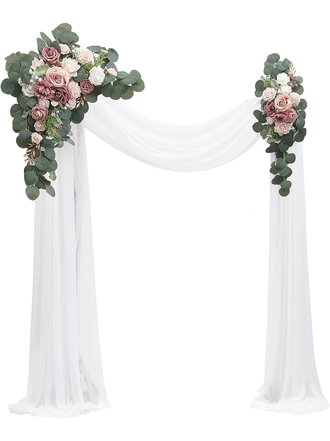 Dusty Rose Blush Artificial Floral Arch Decor Kit With Drapes Pack of 4