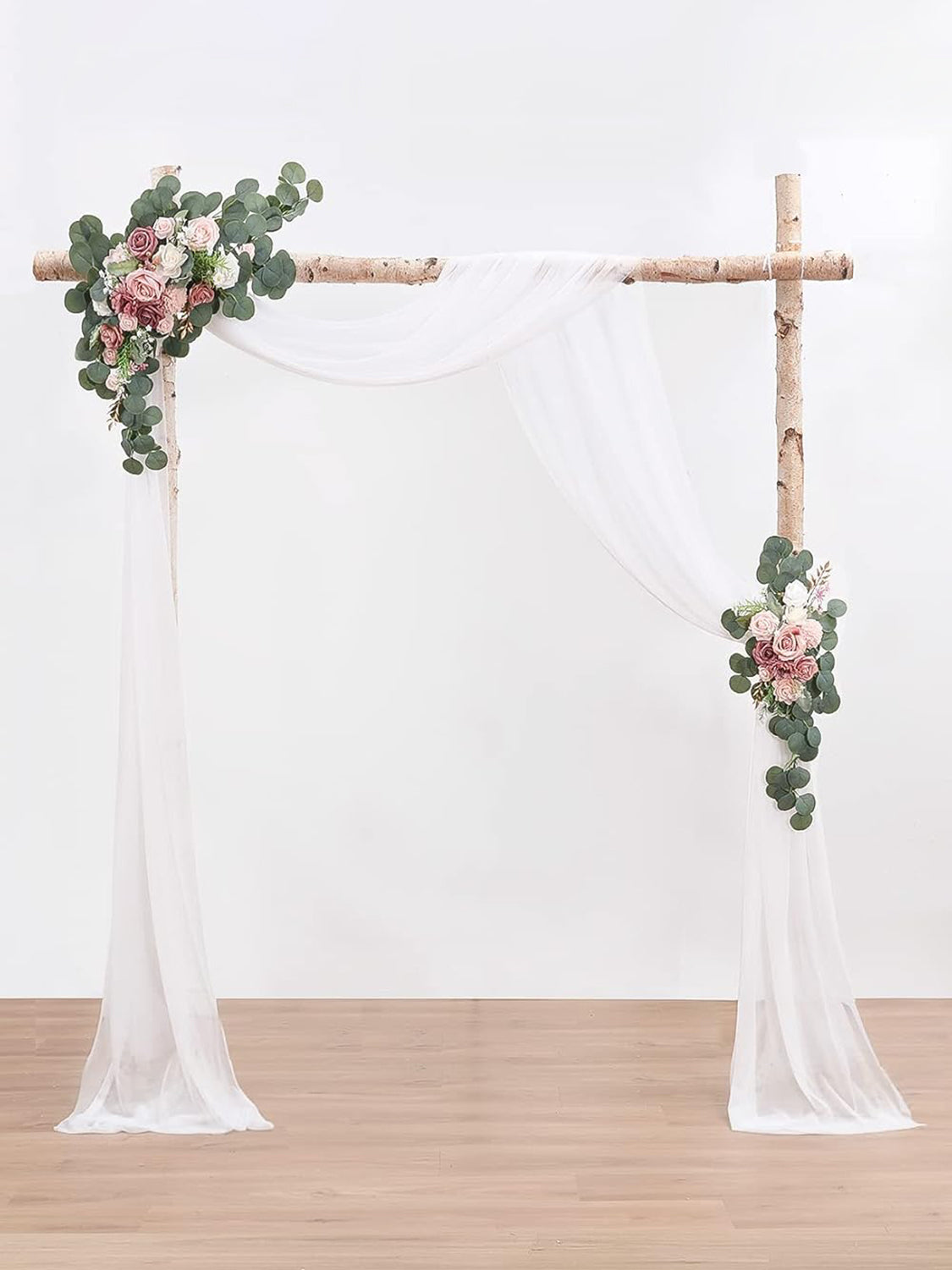 Dusty Rose Blush Artificial Floral Arch Decor Kit With Drapes Pack of 4