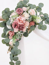 Dusty Rose Blush Artificial Floral Arch Decor Kit With Drapes Pack of 4