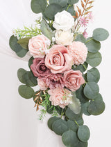 Dusty Rose Blush Artificial Floral Arch Decor Kit With Drapes Pack of 4