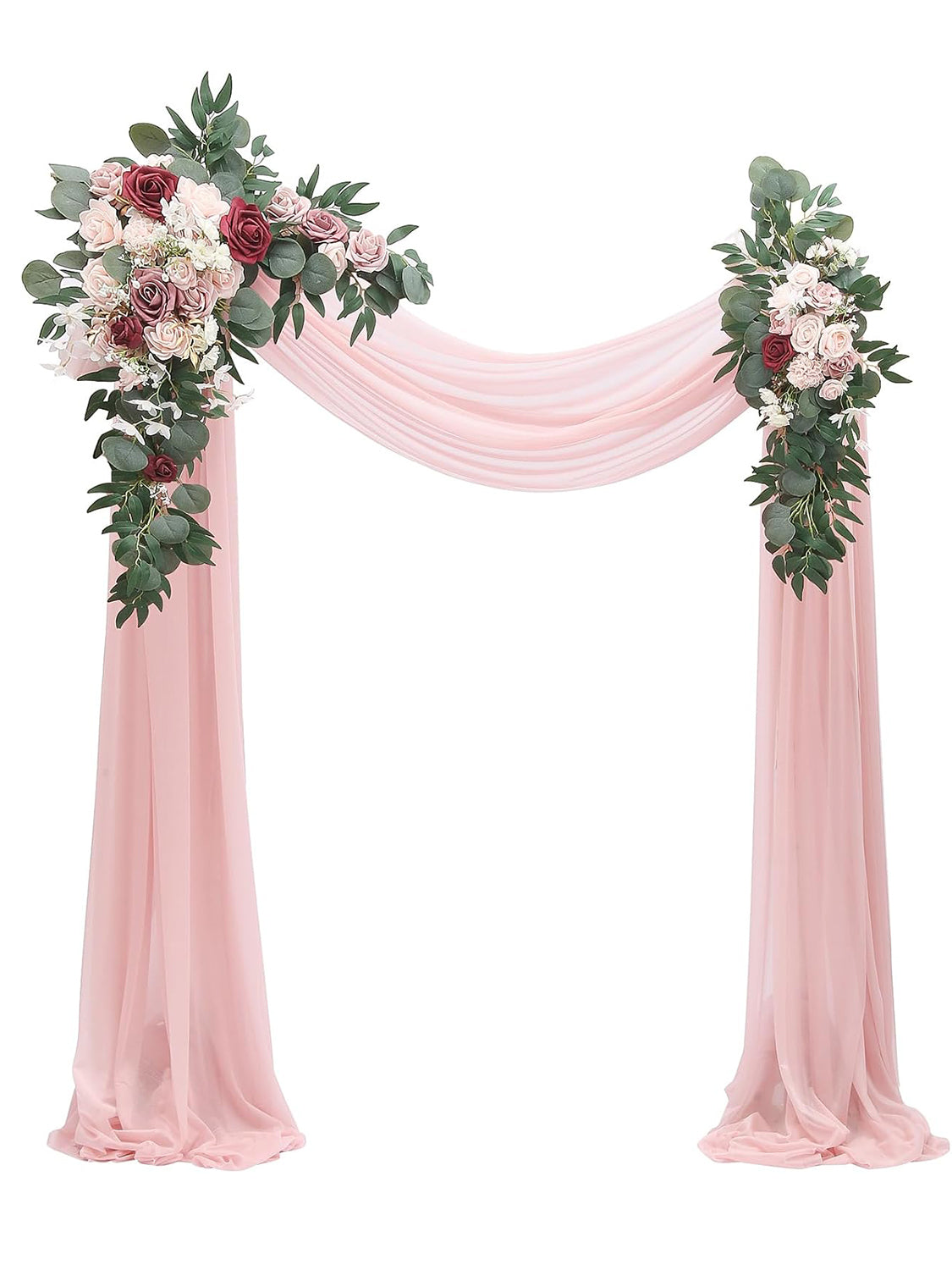 Dusty Rose Burgundy Arch Flowers With Drapes Kit Pack 4 For Wedding Backdrop