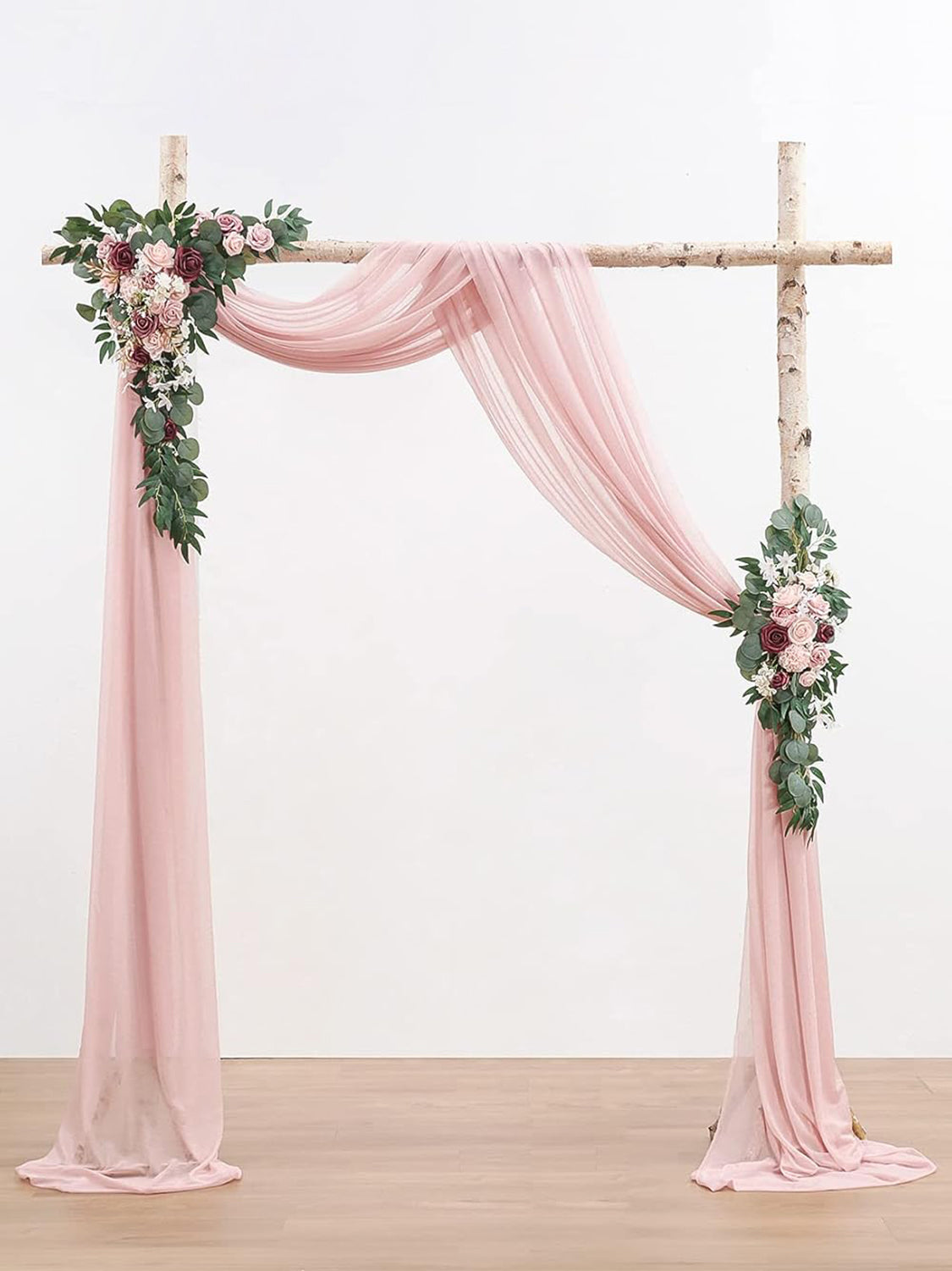 Dusty Rose Burgundy Arch Flowers With Drapes Kit Pack 4 For Wedding Backdrop