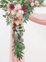 Dusty Rose Burgundy Arch Flowers With Drapes Kit Pack 4 For Wedding Backdrop