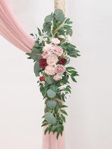 Dusty Rose Burgundy Arch Flowers With Drapes Kit Pack 4 For Wedding Backdrop