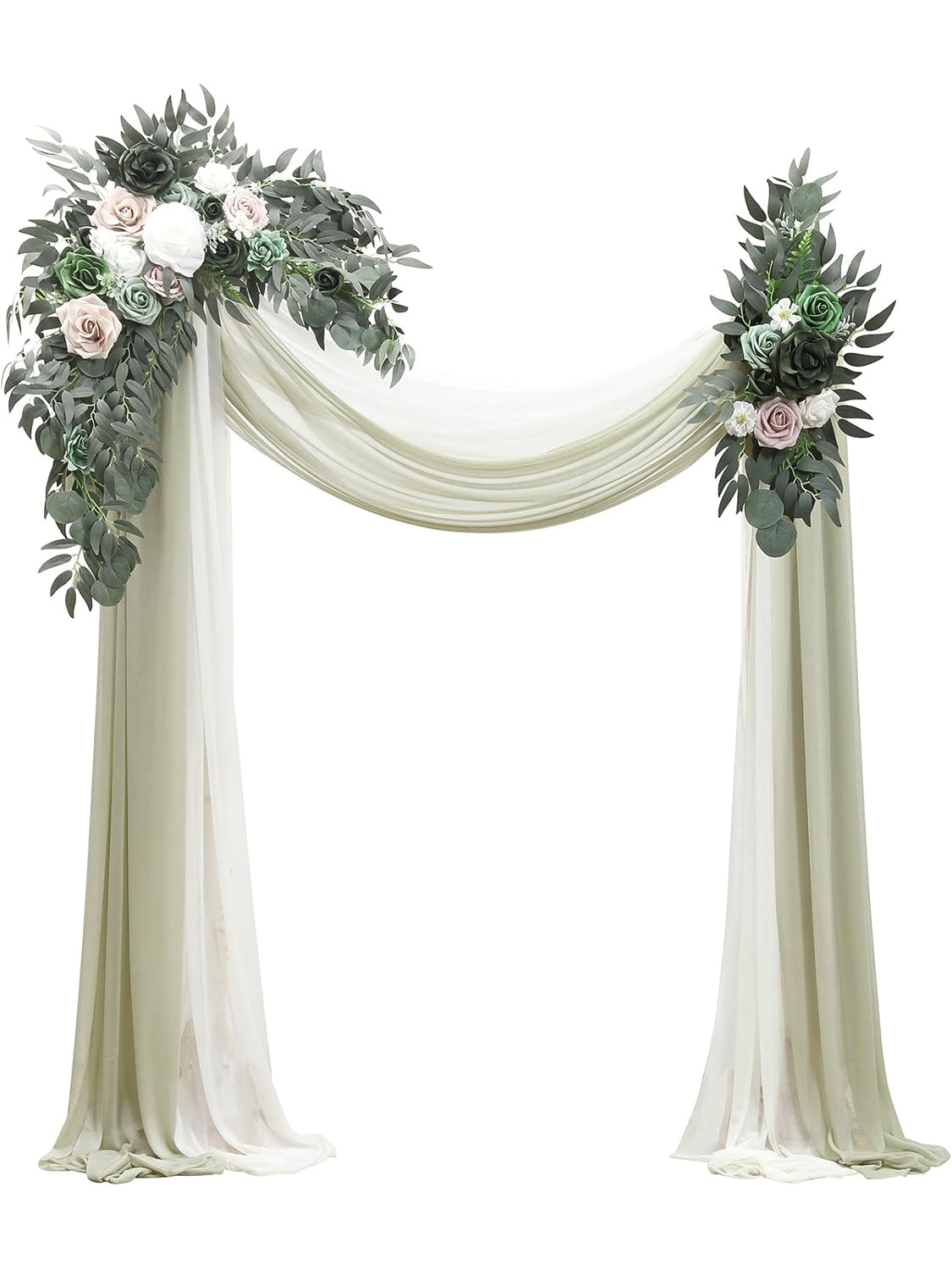 Artificial Floral Arch Kit With Drapes Pack Of 4 For Wedding Backdrop