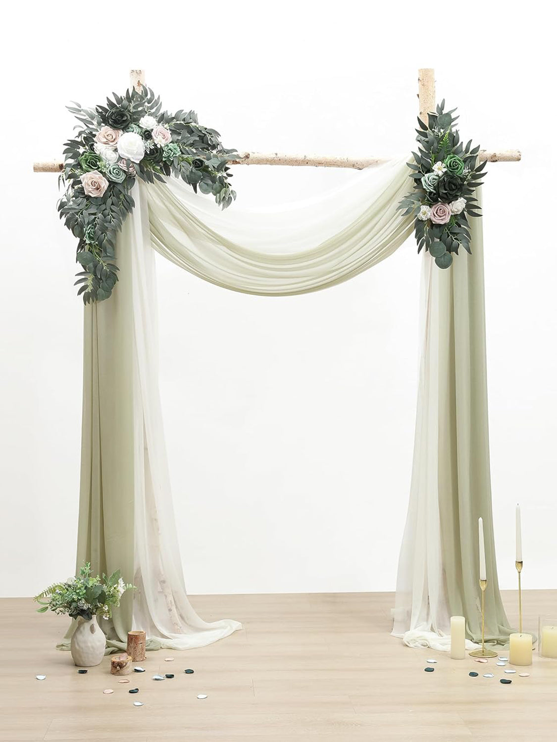 Artificial Floral Arch Kit With Drapes Pack Of 4 For Wedding Backdrop