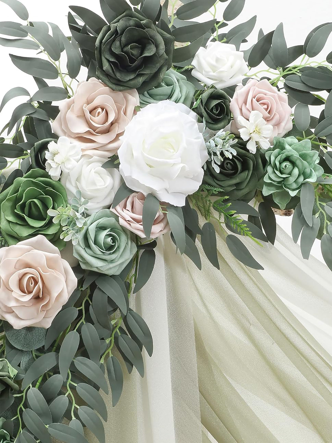 Artificial Floral Arch Kit With Drapes Pack Of 4 For Wedding Backdrop