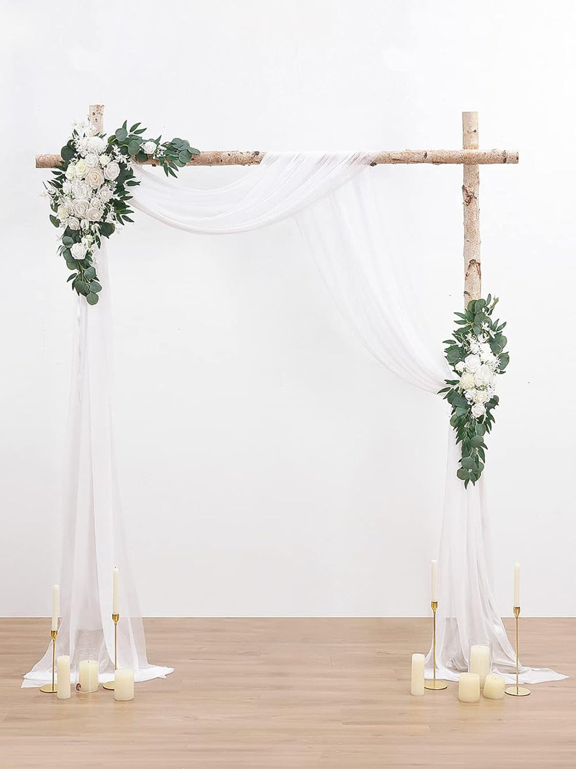 Ivory Greenery Artificial Floral Arch Decor Kit With Drapes Pack Of 4