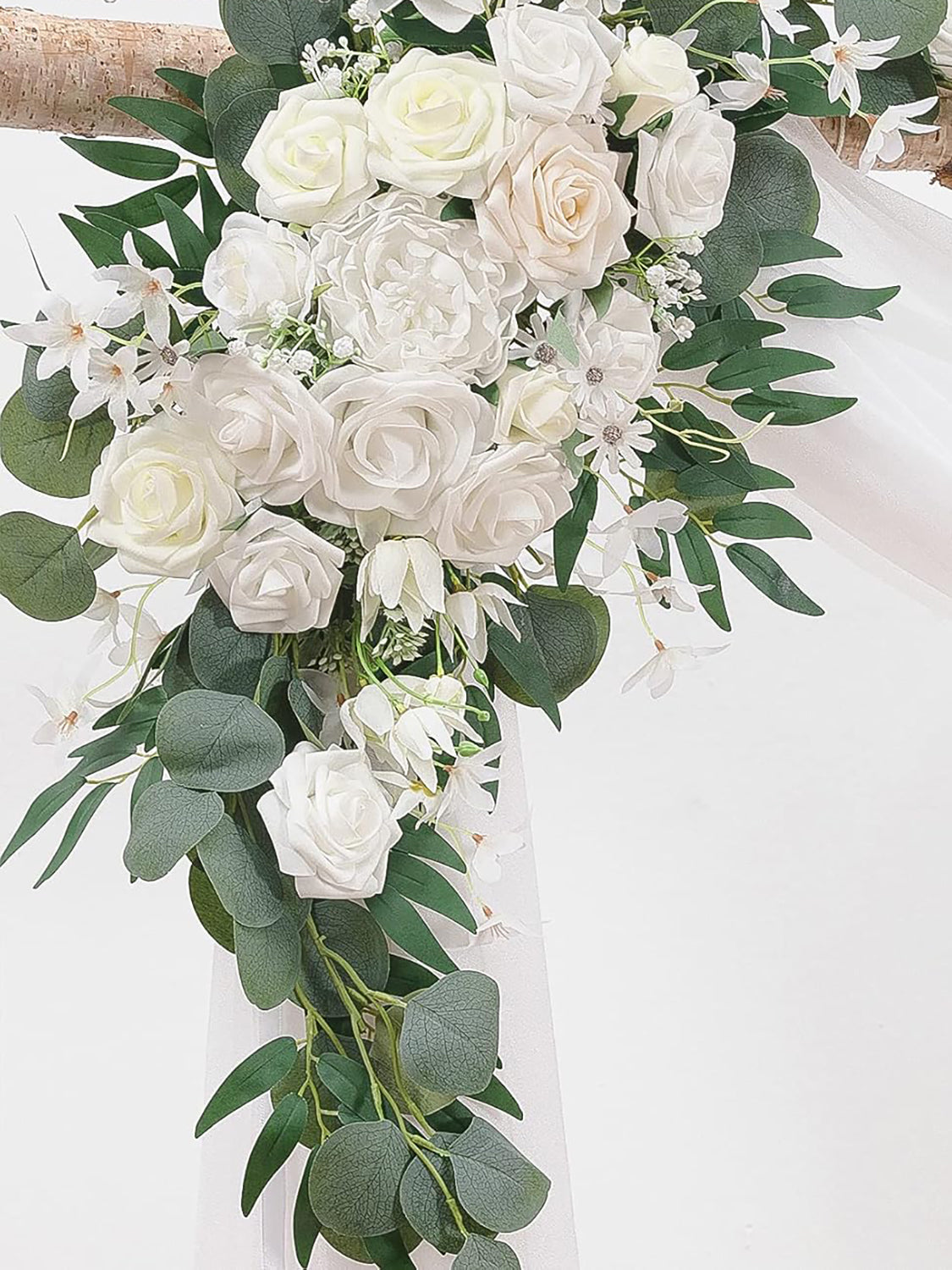 Ivory Greenery Artificial Floral Arch Decor Kit With Drapes Pack Of 4