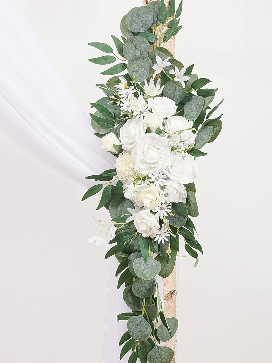 Ivory Greenery Artificial Floral Arch Decor Kit With Drapes Pack Of 4