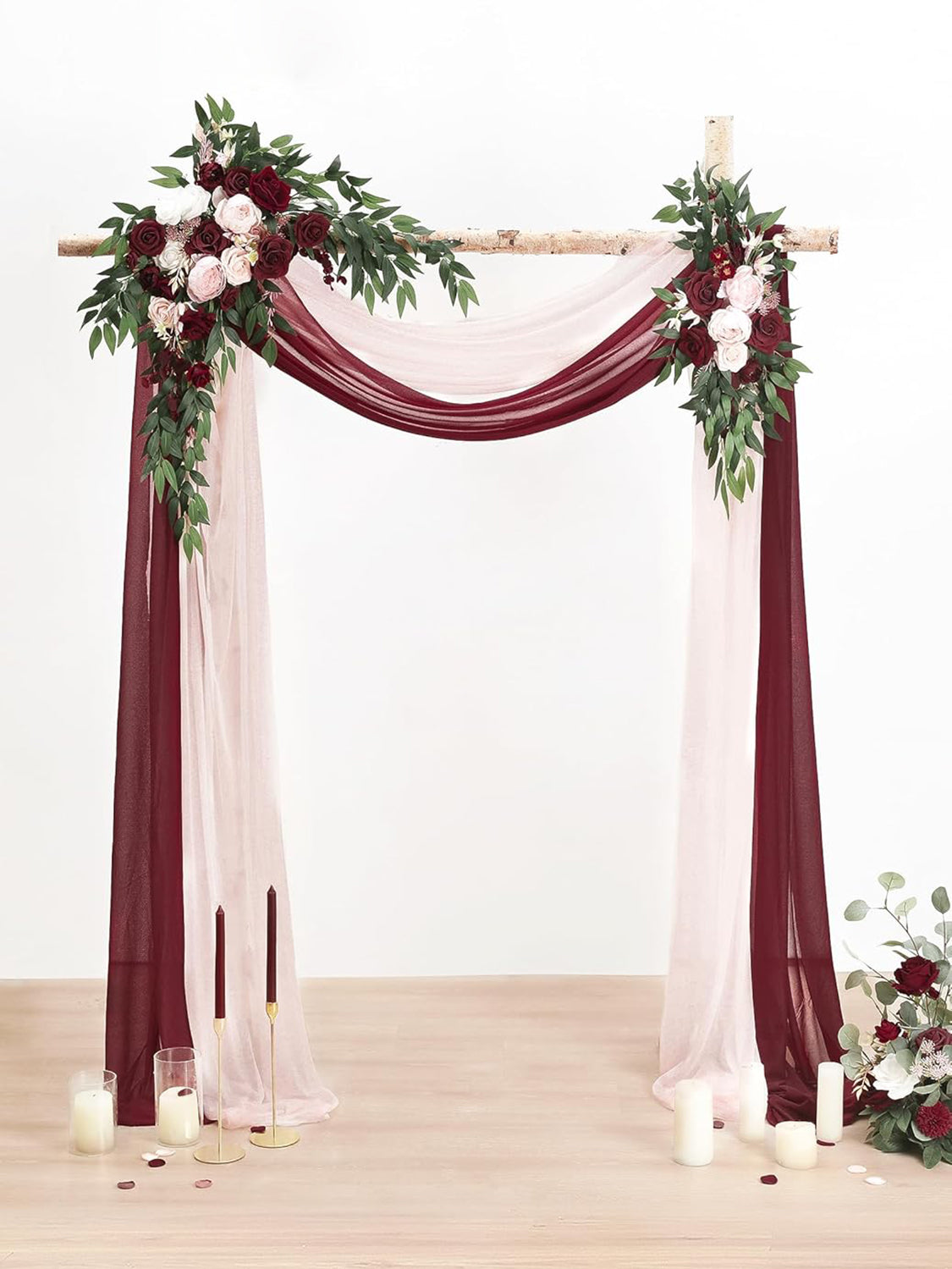 Marsala & Blush Artificial Floral Arch Kit Pack of 4 for Wedding Backdrops