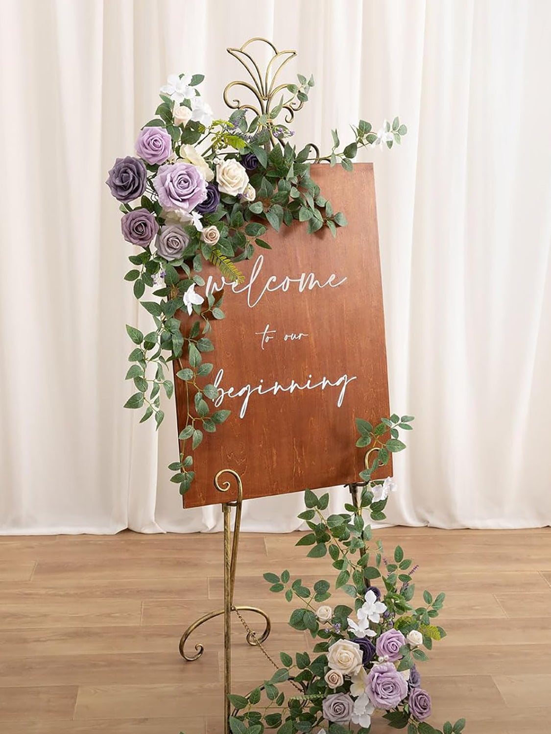 Lilac & Gold Wedding Artificial Floral Swag 2-Piece Arch Backdrop