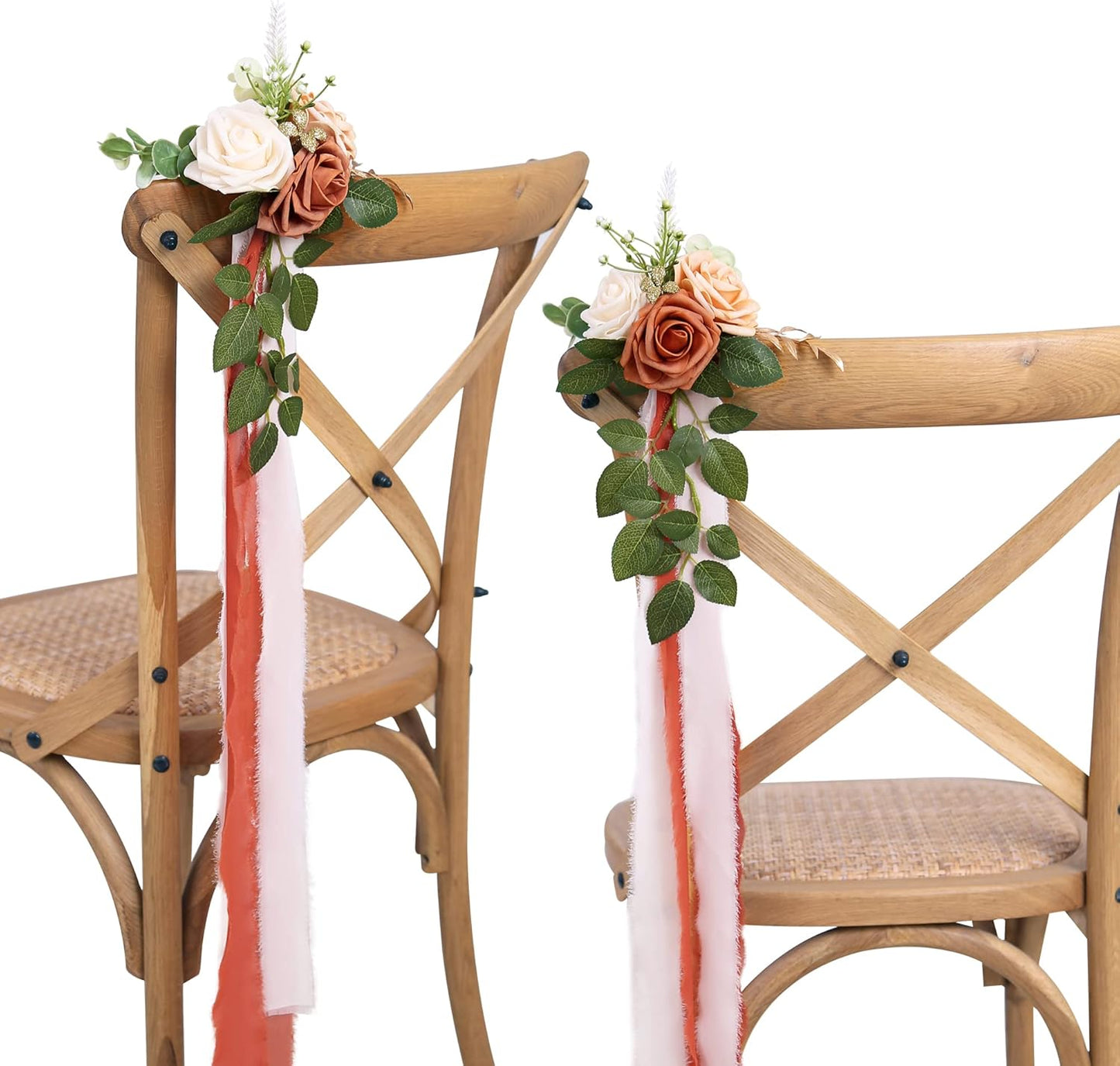Orange Pew Flowers 5.5 Inch Set of 10 Wedding Aisle Decorations