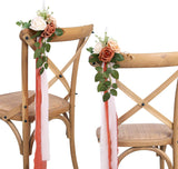 Orange Pew Flowers 5.5 Inch Set of 10 Wedding Aisle Decorations