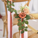 Orange Pew Flowers 5.5 Inch Set of 10 Wedding Aisle Decorations