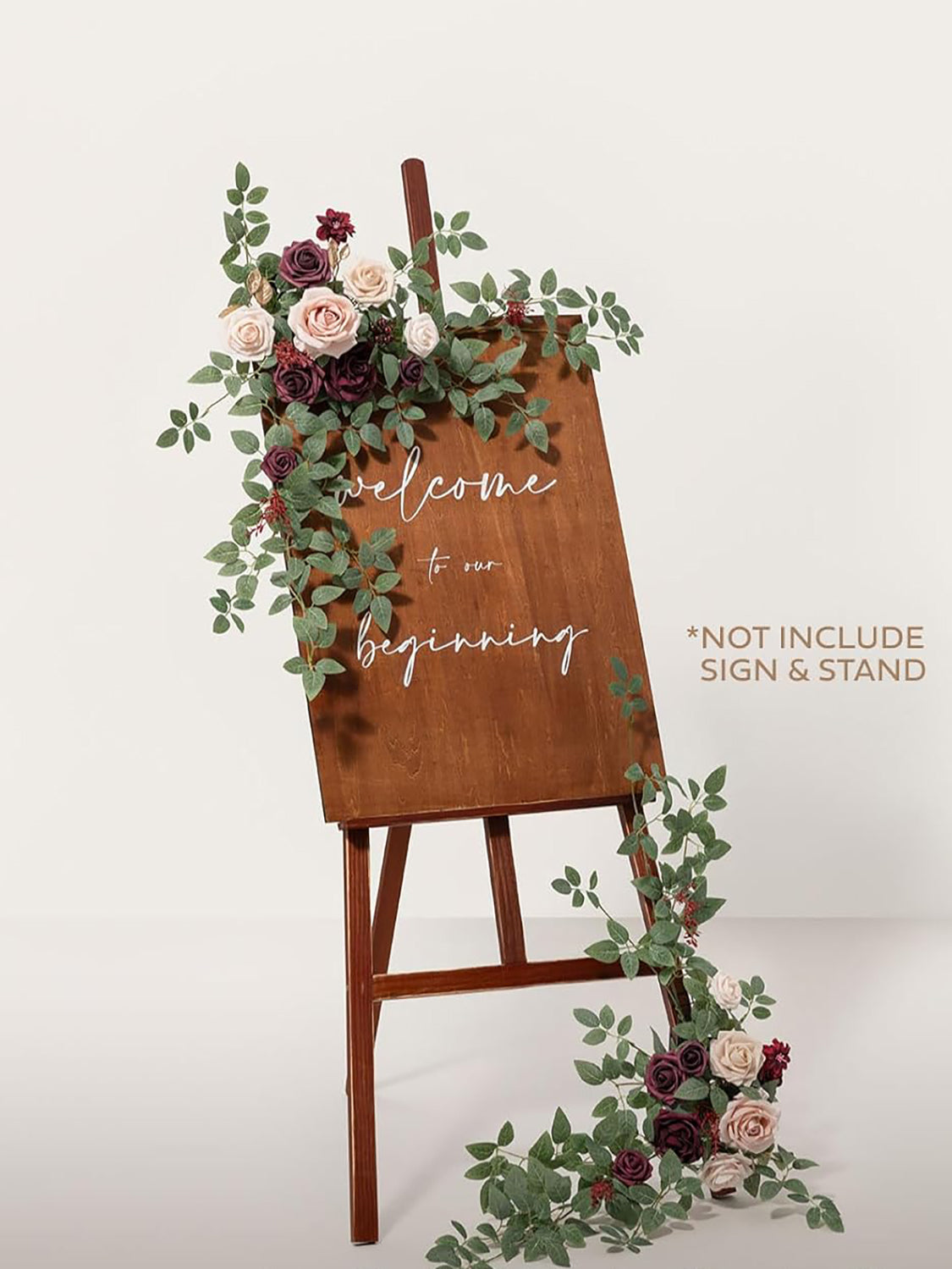 Marsala & Blush Artificial Floral Swag Set 2pc For Arch Decor