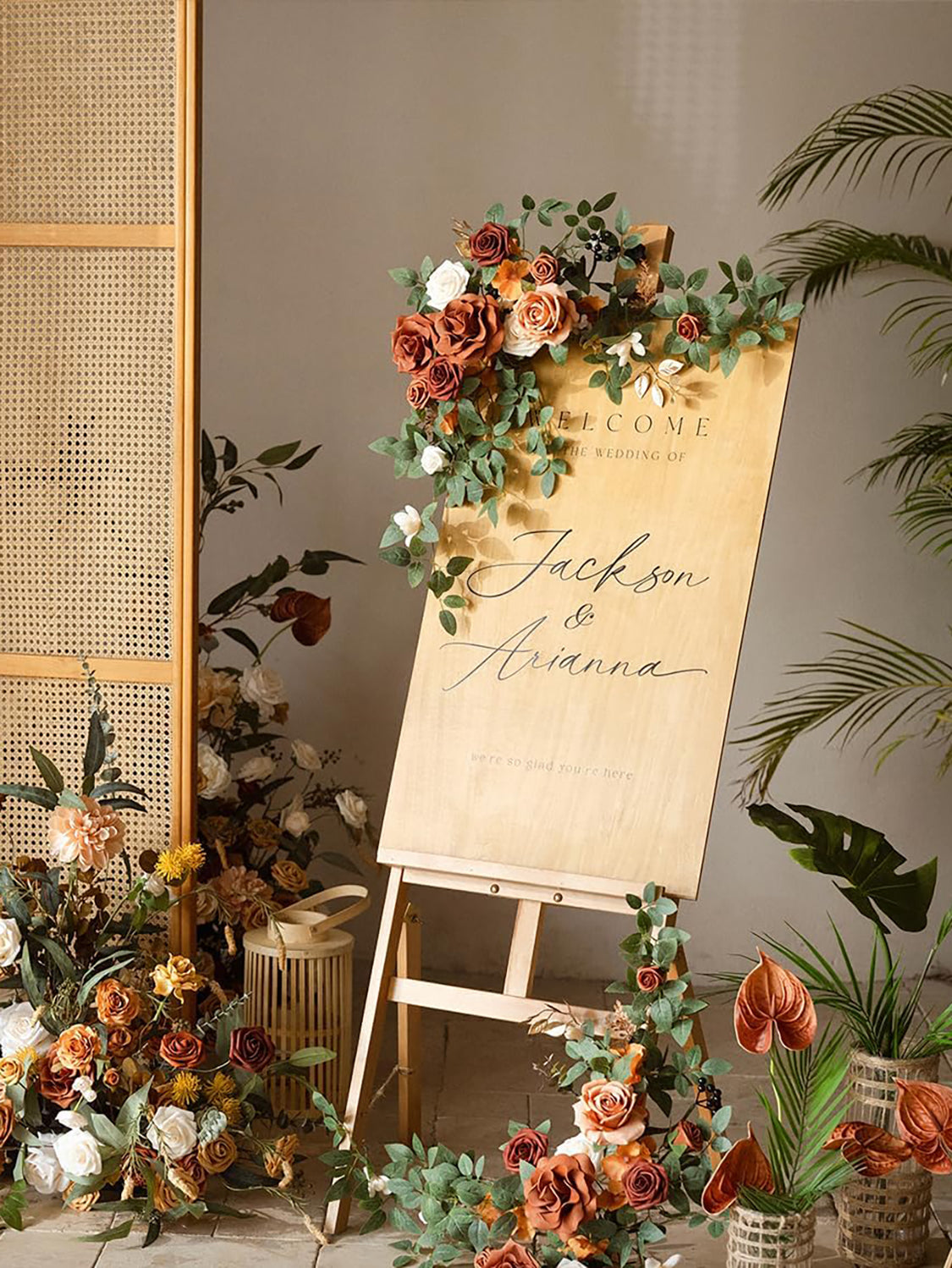 Sunset Terracotta Artificial Floral Swag Arch Decorations 2pcs