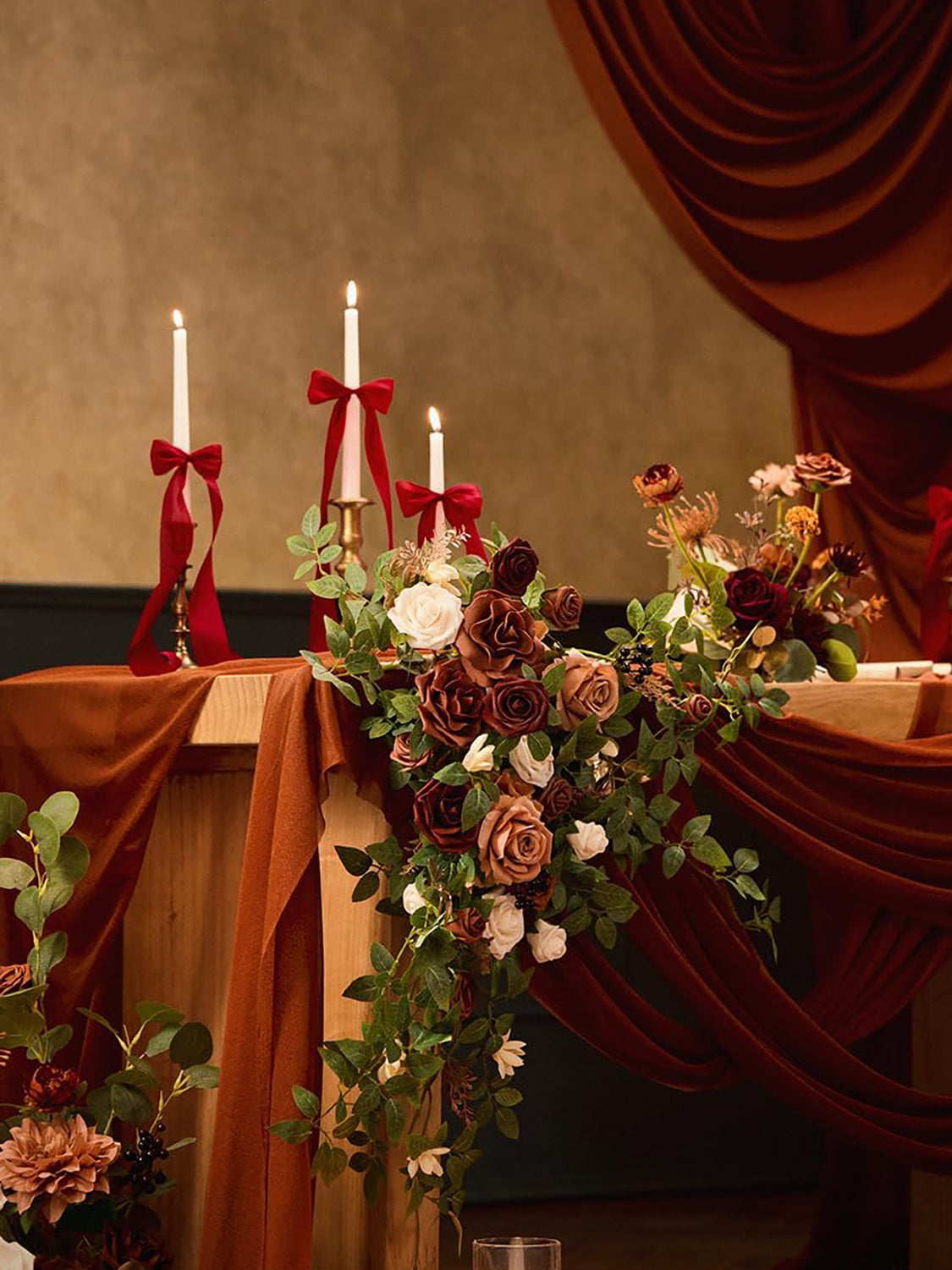 Sunset Terracotta Artificial Floral Swag Arch Decorations 2pcs