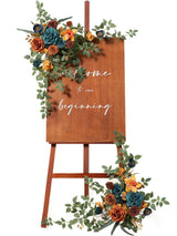 Teal And Orange Artificial Floral Swag Arch Decorations 2 Pack