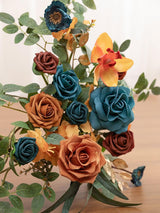 Teal And Orange Artificial Floral Swag Arch Decorations 2 Pack