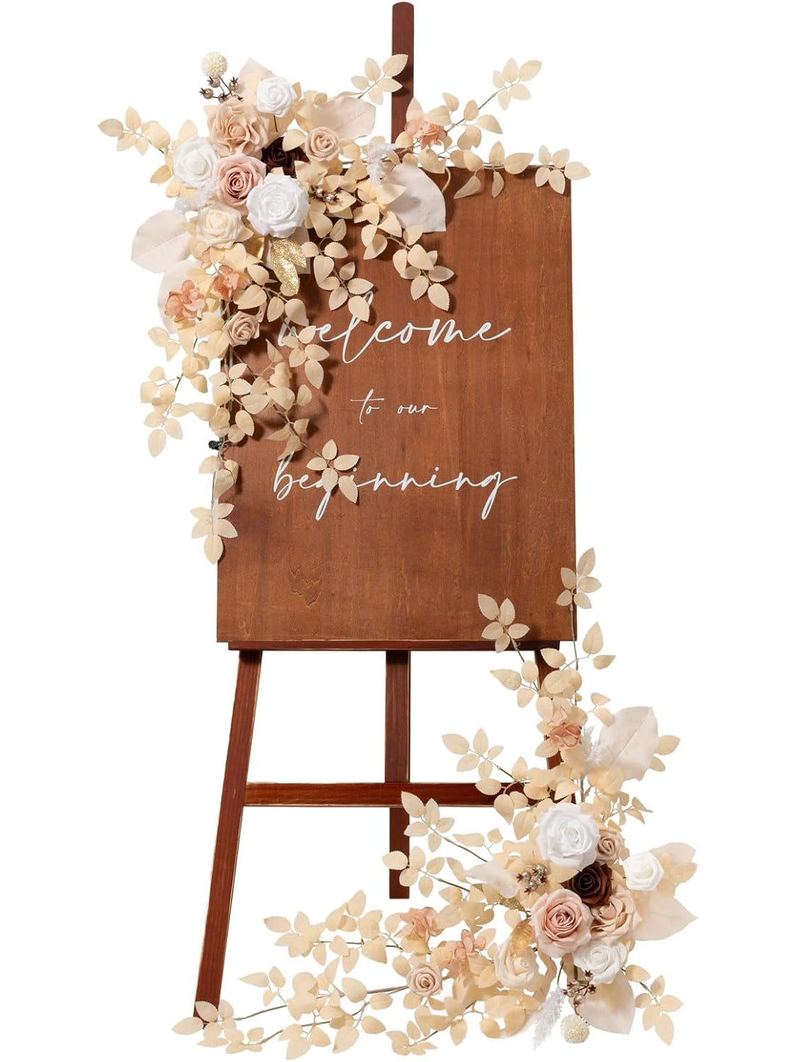 Artificial Floral Swag Arch Decorations 2pc White Beige Blush For Weddings