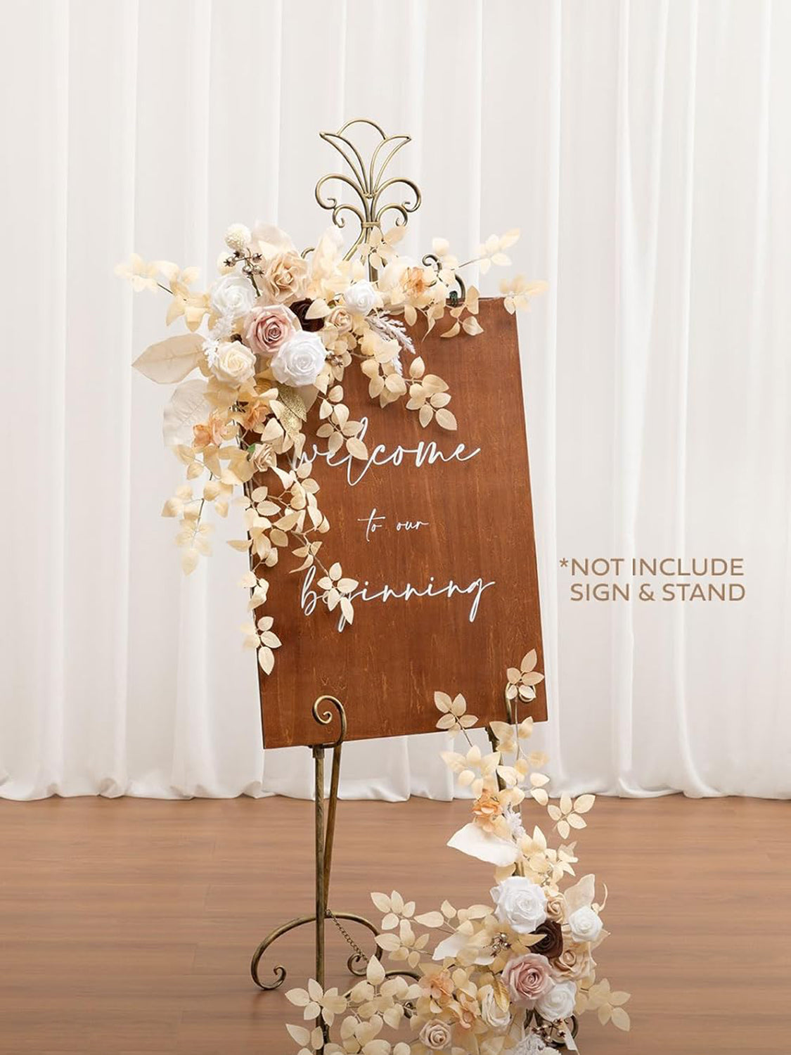 Artificial Floral Swag Arch Decorations 2pc White Beige Blush For Weddings