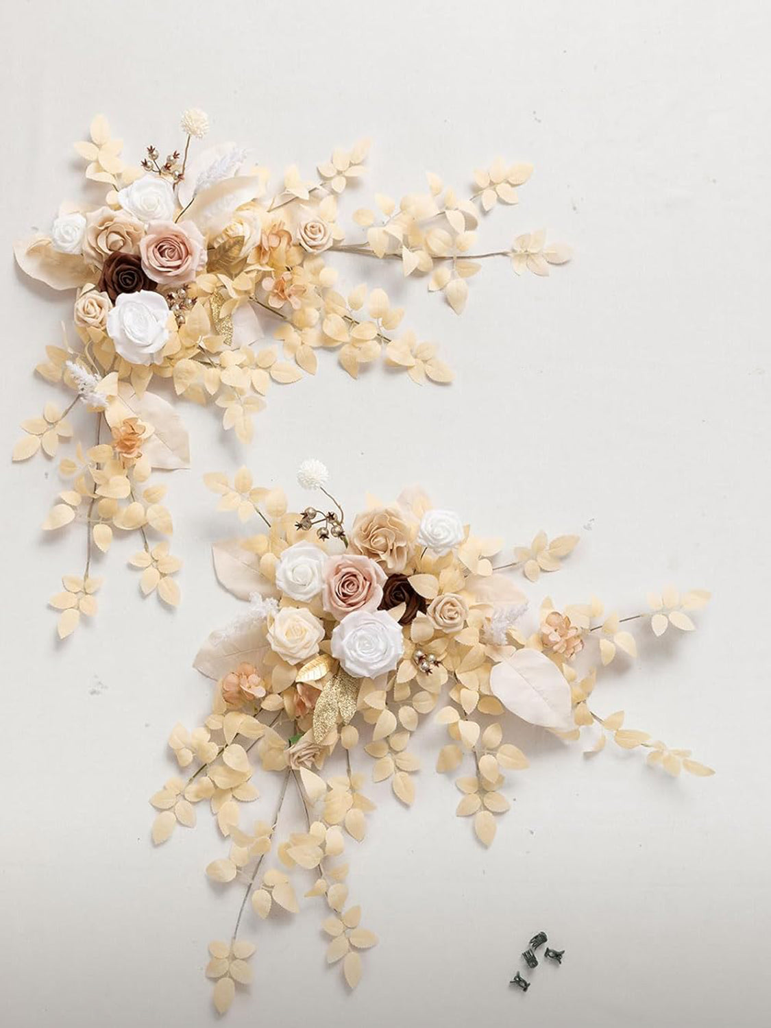 Artificial Floral Swag Arch Decorations 2pc White Beige Blush For Weddings