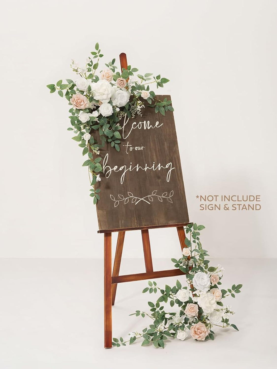 White and Sage Artificial Floral Arch Decor Garlands 2pc