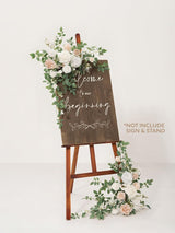 White and Sage Artificial Floral Arch Decor Garlands 2pc