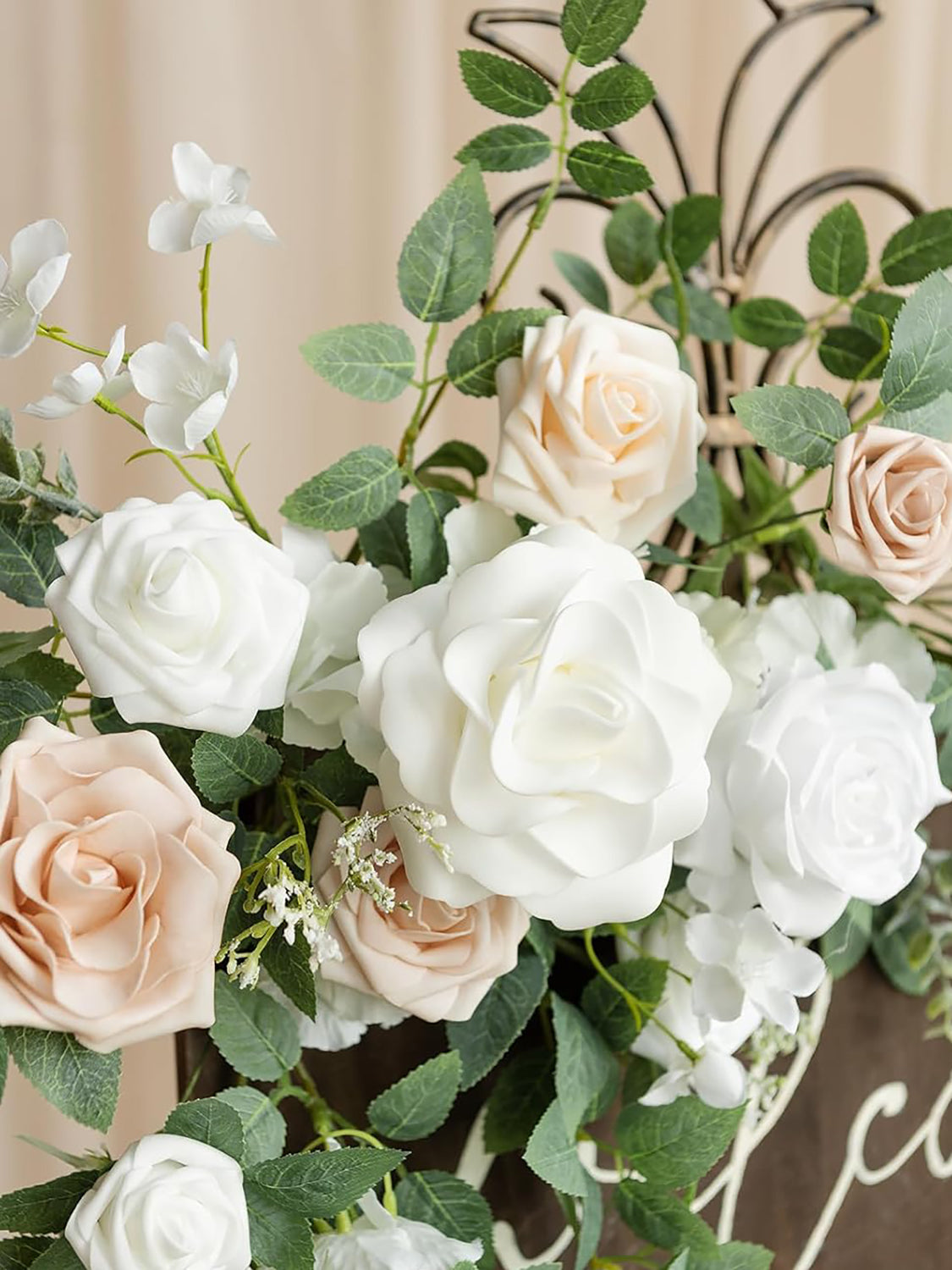 White and Sage Artificial Floral Arch Decor Garlands 2pc