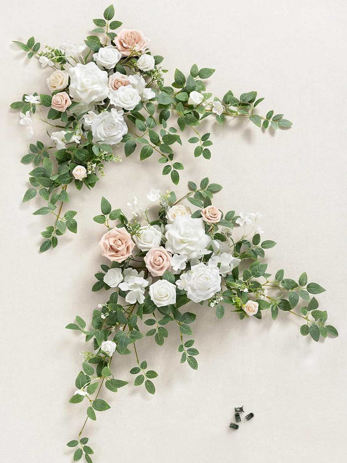 White and Sage Artificial Floral Arch Decor Garlands 2pc