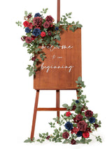 Floral Swag Arch Decorations 2pc Burgundy Navy Blue Artificial Flowers