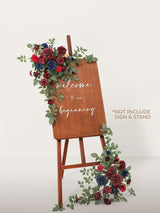 Floral Swag Arch Decorations 2pc Burgundy Navy Blue Artificial Flowers