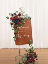 Floral Swag Arch Decorations 2pc Burgundy Navy Blue Artificial Flowers