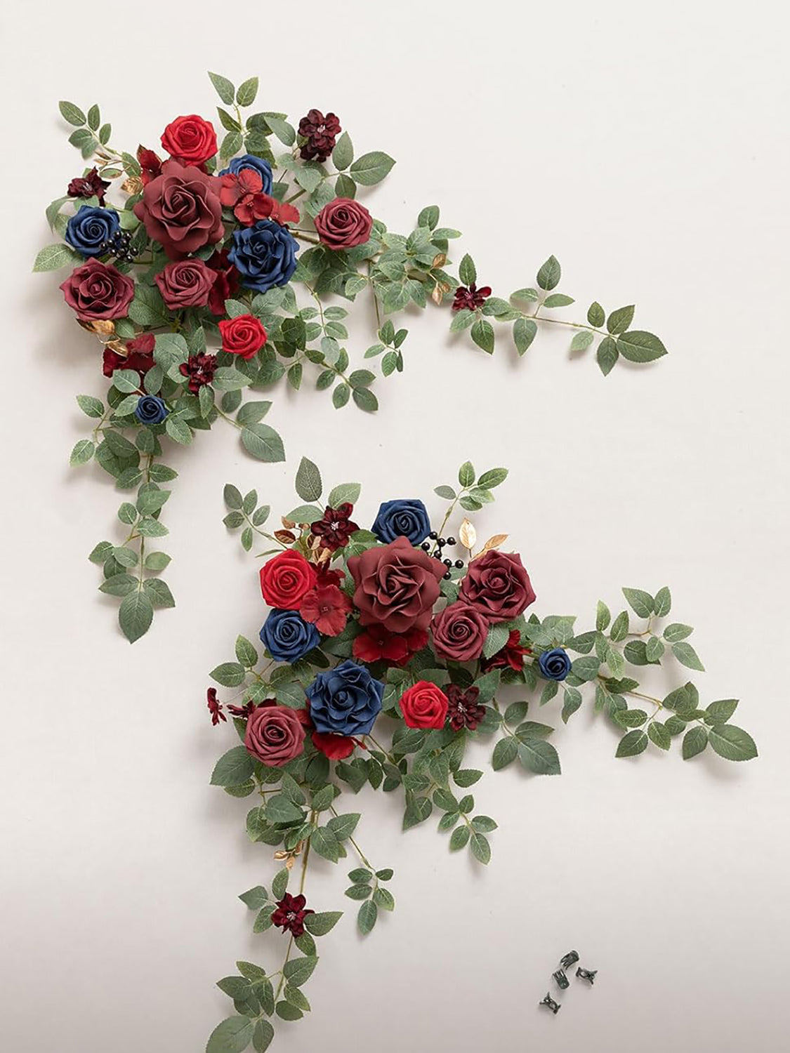Floral Swag Arch Decorations 2pc Burgundy Navy Blue Artificial Flowers