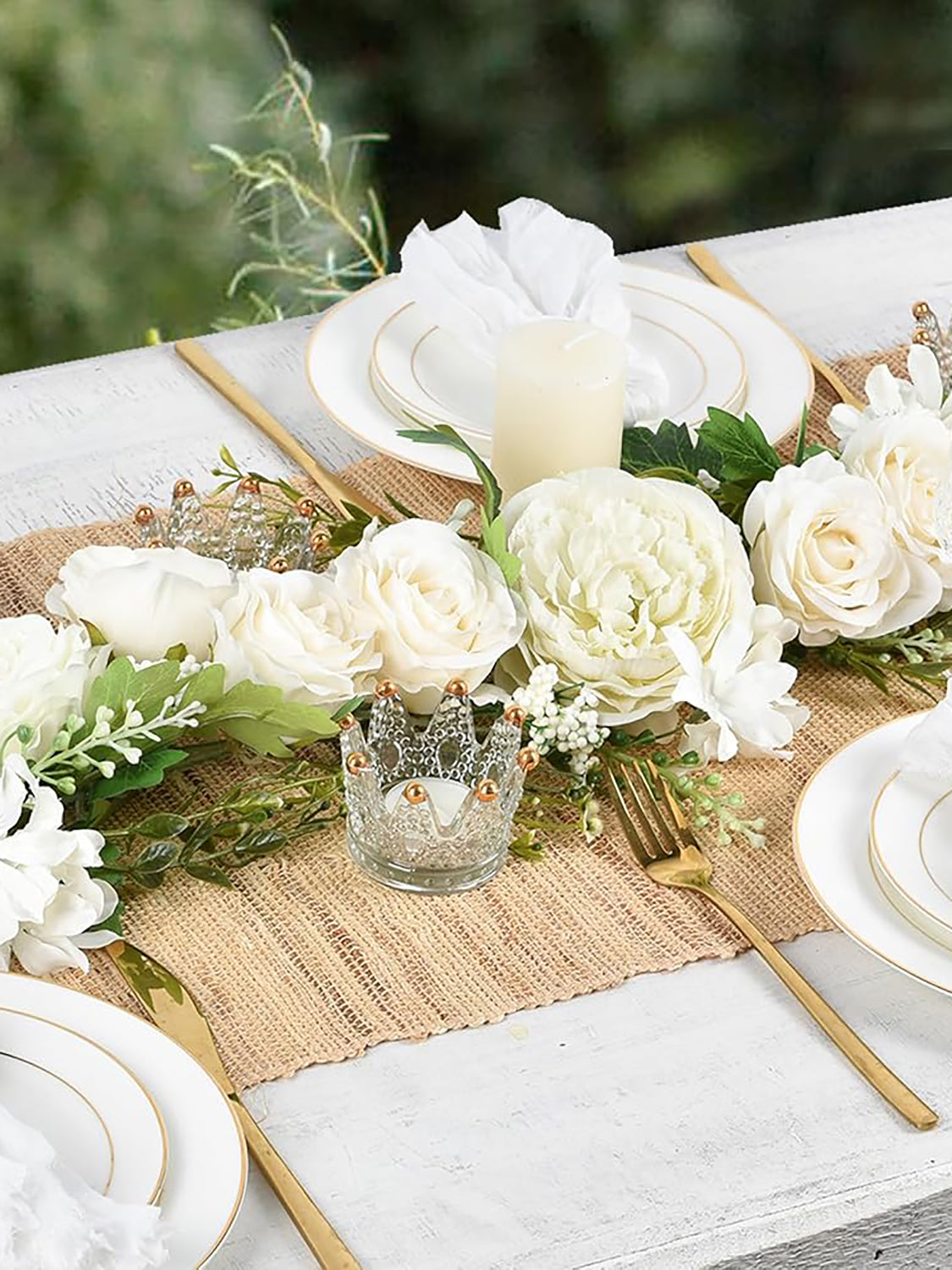 Silk White Peony Garland 2 Pack 6 Ft For Wedding Arch Decoration