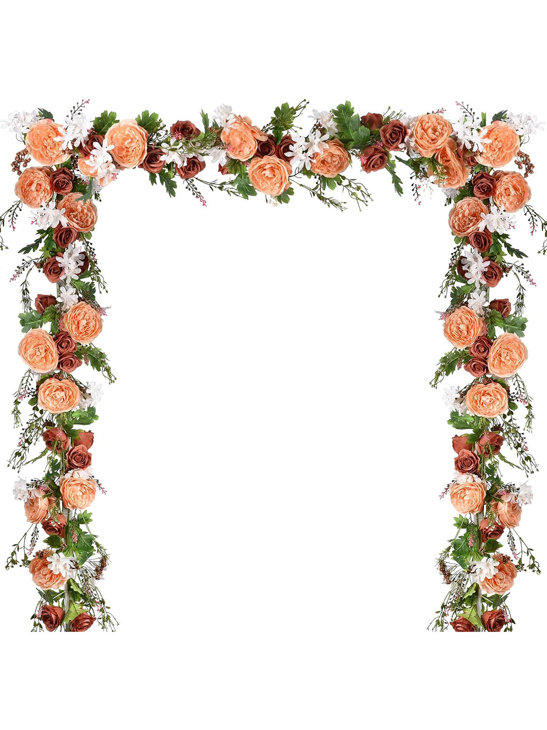 Silk Peony Garland 2 Pack For Wedding Arch Decor 6 Ft Orange Burnt