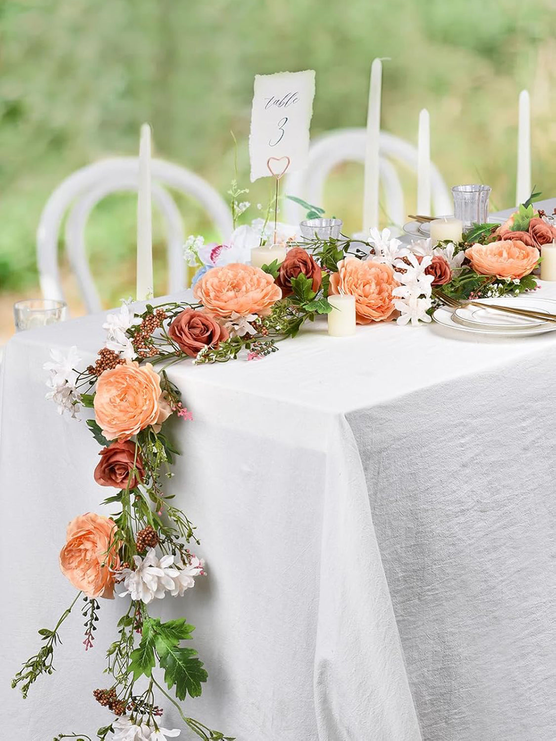 Silk Peony Garland 2 Pack For Wedding Arch Decor 6 Ft Orange Burnt